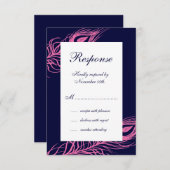 Fuchsia & Navy Feathers UAWG RSVP Karte (Vorne/Hinten)
