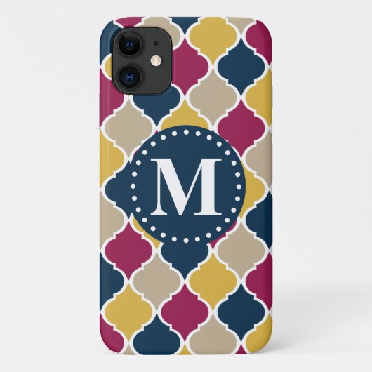 Fuchsia Navy marokkanisches Gittermonogramm Case-Mate iPhone Hülle (Rückseite)