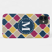 Fuchsia Navy marokkanisches Gittermonogramm Case-Mate iPhone Hülle (Rückseite (Horizontal))