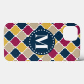 Fuchsia Navy marokkanisches Gittermonogramm Case-Mate iPhone Hülle (Rückseite (Horizontal))