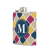 Fuchsia Navy marokkanisches Gittermonogramm Flachmann (Links)