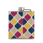 Fuchsia Navy marokkanisches Gittermonogramm Flachmann (Rückseite)