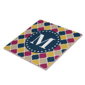 Fuchsia Navy marokkanisches Gittermonogramm Fliese (Seite)