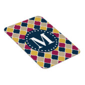 Fuchsia Navy marokkanisches Gittermonogramm Magnet (Rechte Seite)