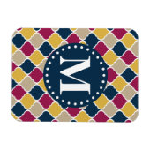 Fuchsia Navy marokkanisches Gittermonogramm Magnet (Horizontal)
