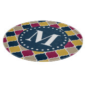 Fuchsia Navy marokkanisches Gittermonogramm Schneidebrett (Ecke)