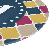 Fuchsia Navy marokkanisches Gittermonogramm Schneidebrett (Ecke)