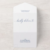 Fuchsia Navy White Delicate Calligraphy Wedding All In One Einladung (Außenbereich)
