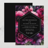 Fuchsia Nocturnal Bloom Wedding Einladung (Vorne/Hinten)