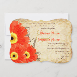 Fuchsia & Orange Gerber Daisy Wedding Einladung