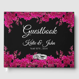 Fuchsia Orchians auf schwarz-schwarz-weißem Grund Gästebuch