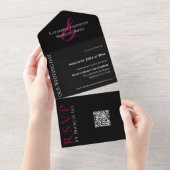 Fuchsia Orchid Wedding-QR-Code- All In One Einladung (Abreißen)