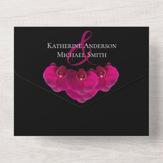 Fuchsia Orchid Wedding-QR-Code- All In One Einladung (Rückseite)