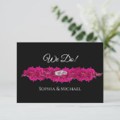 Fuchsia Orchids auf Black-We Do-Wedding Rings- RSVP Karte (Stehend Vorderseite)