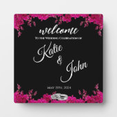 Fuchsia Orchids auf Black-Wedding-Table-Sign- Fotoplatte (Vorderseite)