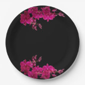 Fuchsia Orchids auf Black-Wedding-Tellern Pappteller (Vorderseite)