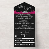 Fuchsia Orchids on Black-Wedding- All In One Einladung (Innen Boden)