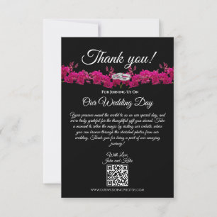 Fuchsia Orchids on Black-Wedding- Dankeskarte