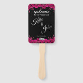 Fuchsia Orchids on Black Wedding Program- Fächer (Vorderseite)