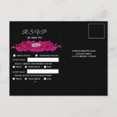 Fuchsia Orchids on Black-Wedding RSVP- Einladungspostkarte (Rückseite)
