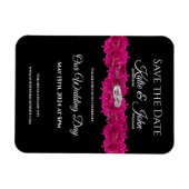 Fuchsia Orchids on Black- Wedding Save the Date- Magnet (Horizontal)