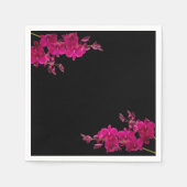Fuchsia Orchids on Black-Wedding- Serviette (Vorderseite)