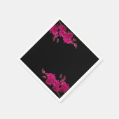 Fuchsia Orchids on Black-Wedding- Serviette (Ecke)