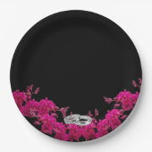 Fuchsia Orchids on Black-Wedding Tellers-Rings- Pappteller (Vorderseite)