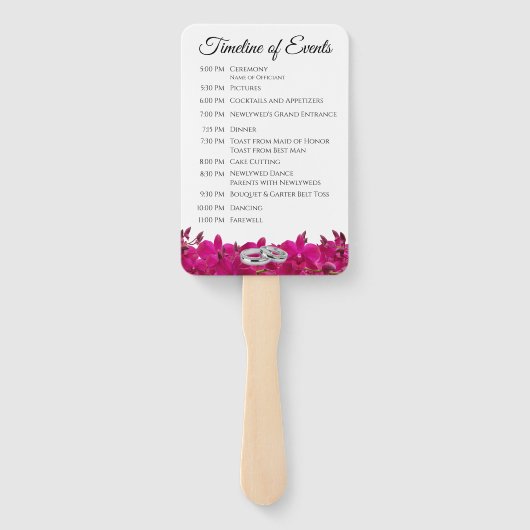 Fuchsia Orchids on White Wedding Program- Fächer (Rückseite)