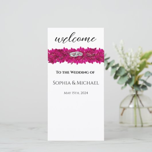 Fuchsia Orchids on White-Wedding Rings-Programm- (Stehend Vorderseite)