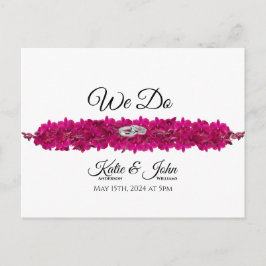 Fuchsia Orchids on White Wedding RSVP- Einladungspostkarte