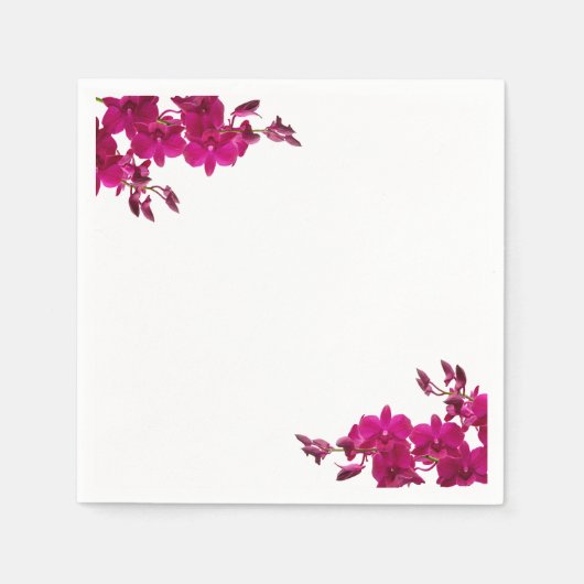 Fuchsia Orchids on White-Wedding- Serviette (Vorderseite)