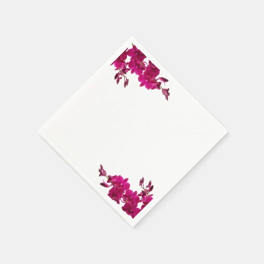 Fuchsia Orchids on White-Wedding- Serviette (Ecke)
