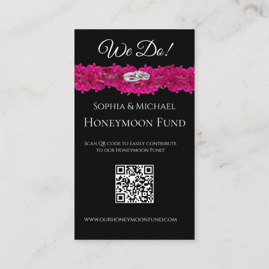 Fuchsia Orchids- We Do-Wedding Rings-Registry- Visitenkarte (Rückseite)