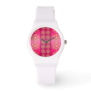 Fuchsia Oriental Mandala Pattern Armbanduhr