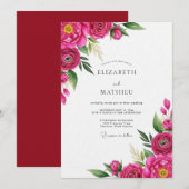 Fuchsia Painterly Bloom Wedding Einladung (Vorne/Hinten)
