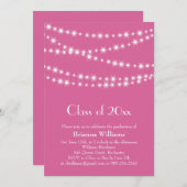 Fuchsia Party Lights Abschluss laden Einladung (Vorne/Hinten)