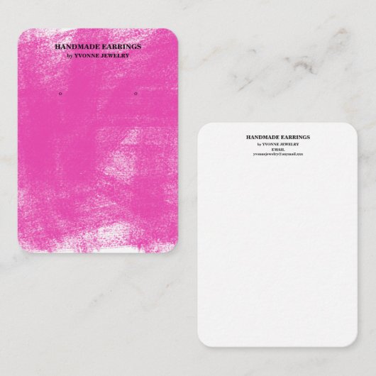 Fuchsia Pastel Earring Display Business Card Visitenkarte (Vorne/Hinten)
