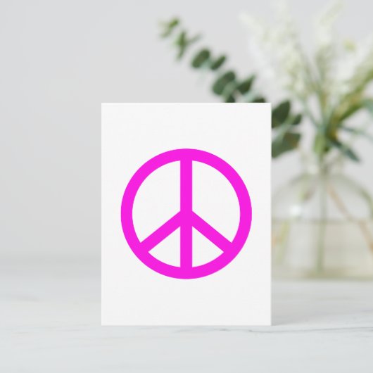 Fuchsia Peace Sign Postkarte (Stehend Vorderseite)