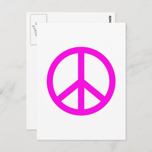 Fuchsia Peace Sign Postkarte (Vorne/Hinten)