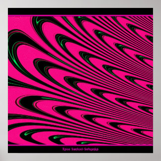 Fuchsia Peacock Feathers Fraktal Poster