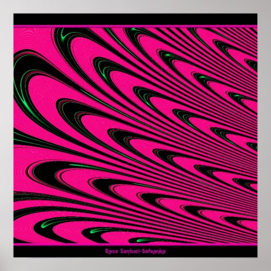 Fuchsia Peacock Feathers Fraktal Poster (Vorne)