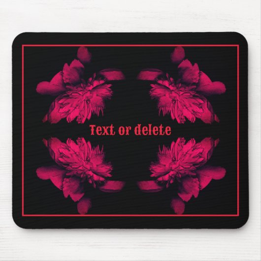 Fuchsia Peony Abstrakt Blumenart Personalisiert Mousepad (Vorne)
