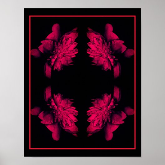 Fuchsia Peony Abstrakt Blumenart Poster (Vorne)