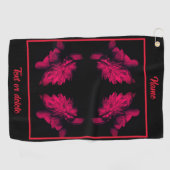 Fuchsia Peony Abstrakt Floral Personalisiert Golfhandtuch (Horizontal)