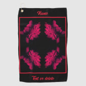 Fuchsia Peony Abstrakt Floral Personalisiert Golfhandtuch (Vorderseite)