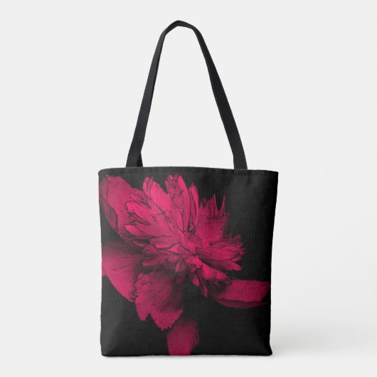 Fuchsia Peony Blume Abstrakt Tasche (Rückseite)