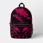 Fuchsia Peony Blume Floral Art Personalisiert Bedruckter Rucksack (Vorderseite)