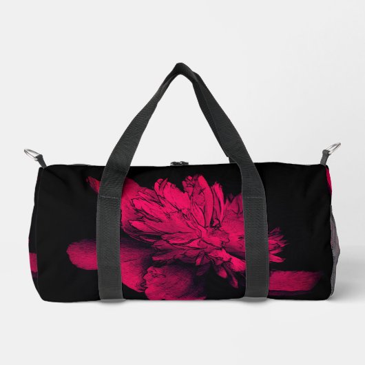 Fuchsia Peony Blume Floral Art Personalisiert Duffle Bag (Vorderseite)