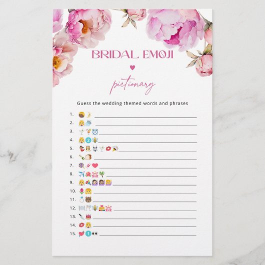 Fuchsia peony Brautparty emoji pickgame (Vorderseite)